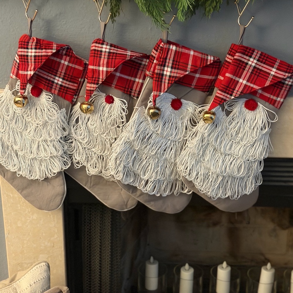 Festive Plaid Gnome Christmas Stockings